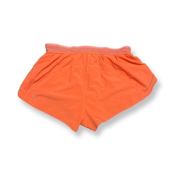 Lululemon Orange Women’s Shorts Size 8 Running With Pink Lace Detail. - Picture 1 of 12